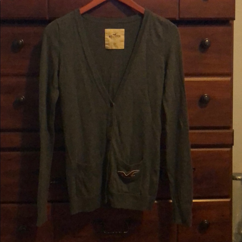 Hollister XS gray deep V cardigan